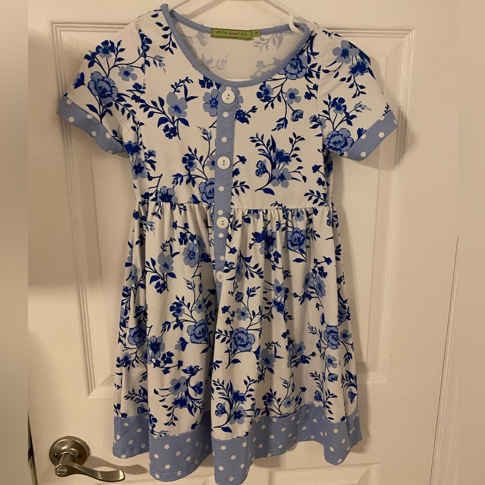 Millie Loves Lily White & Blue Dress